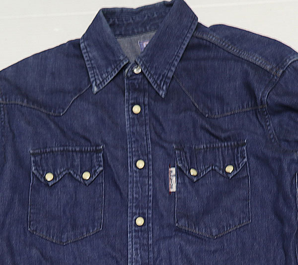 LS3ハリウッド ランチ マーケットHRM古着ブルーブルーblue bulueインディゴシャツ1デニムシャツ長袖シャツ/ウエスタンシャツ日本製オールド