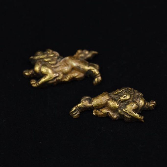 葉】A05 時代武具 刀具 縁頭 目貫 能面（2） 獅子（2） 共箱 縁頭