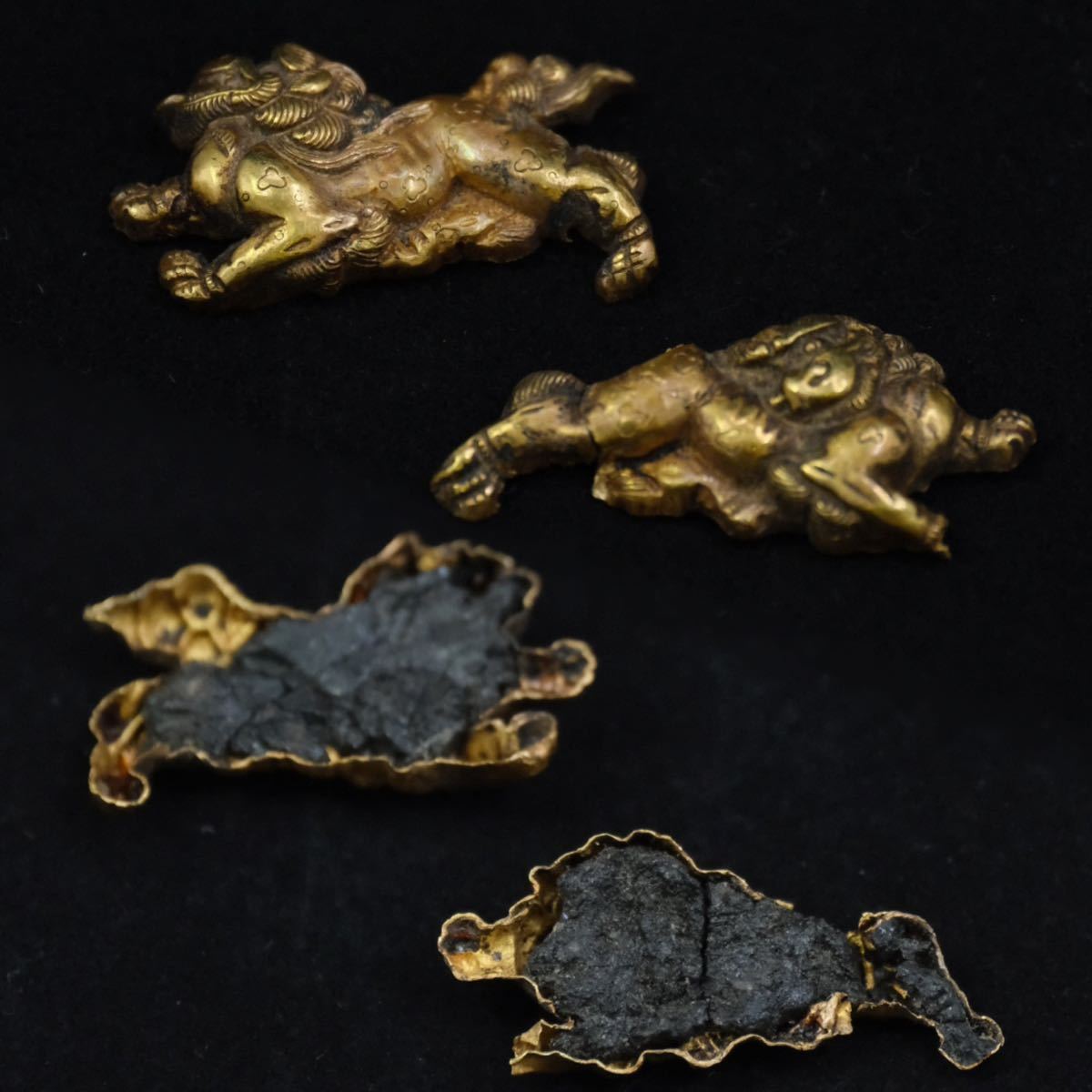 葉】A05 時代武具 刀具 縁頭 目貫 能面（2） 獅子（2） 共箱 縁頭