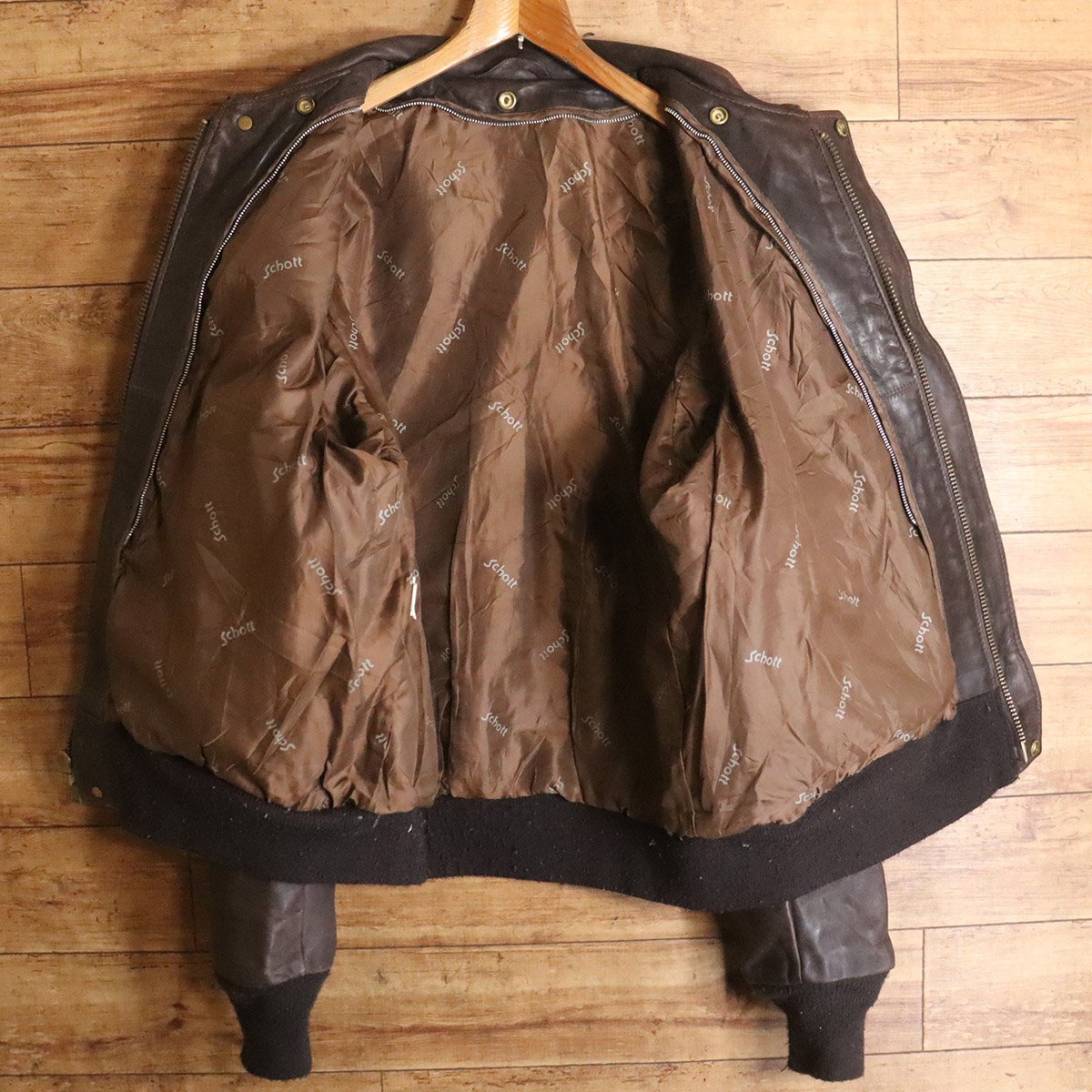 K13T/Y10.5-6 アメリカ古着 Schott ショット レザーフライトジャケット 