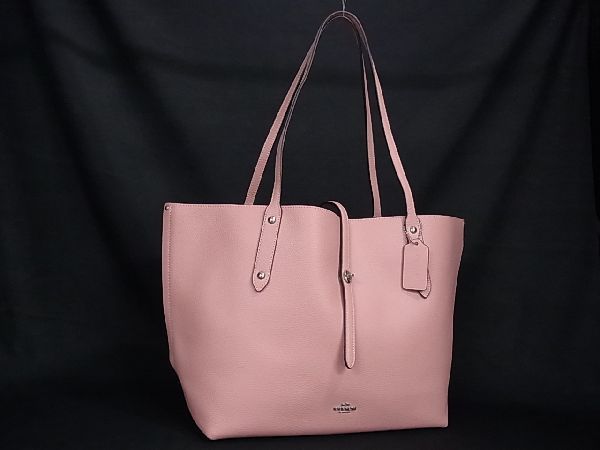 1円 ■美品■ COACH コーチ 58849 マーケット レザー ターンロック トートバッグ ショルダー 肩掛けかばん レディース ピンク系 AP8521