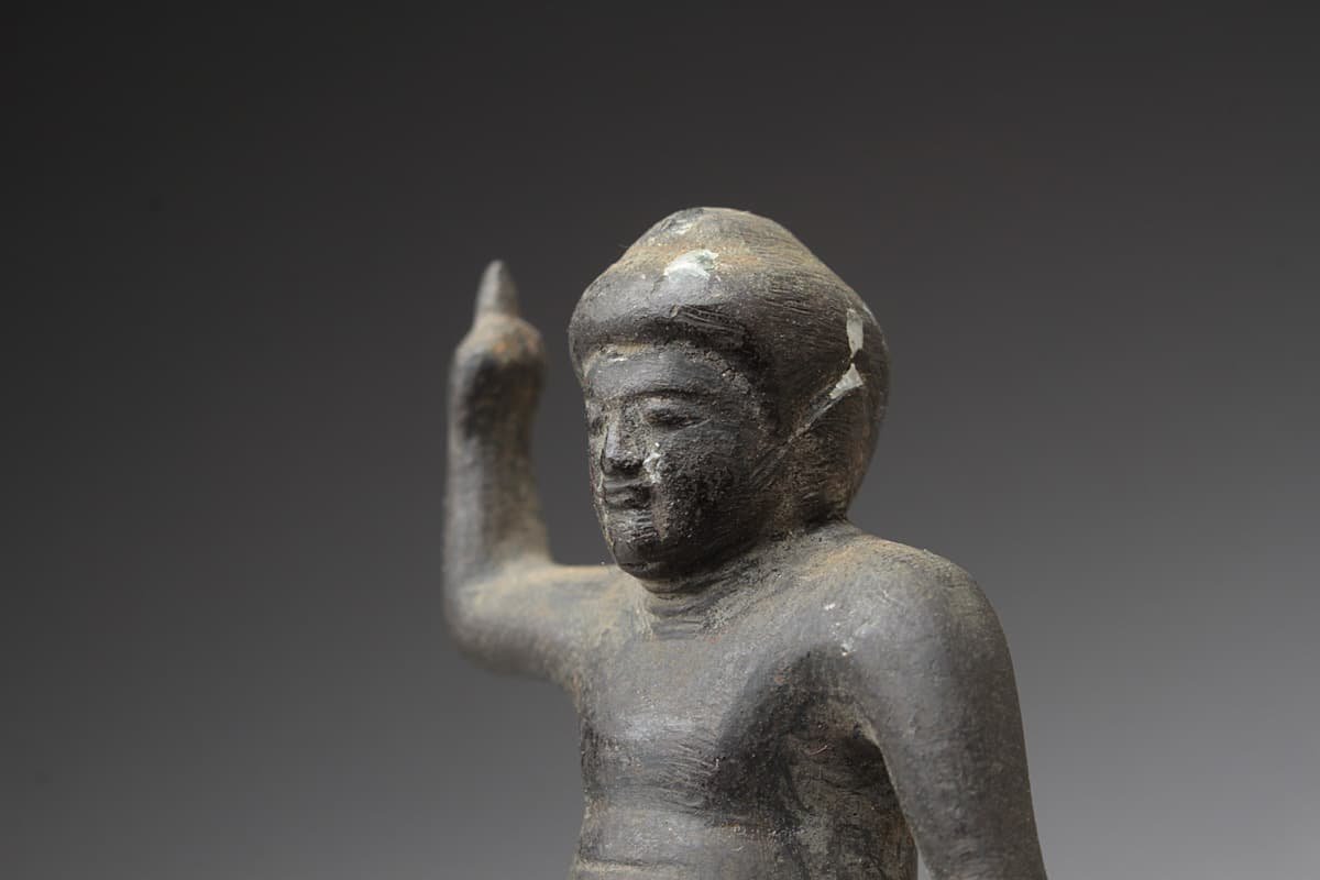 EN518 時代 古銅 誕生仏像・「天上天下唯我独尊 釈迦誕生仏像」 高10.7
