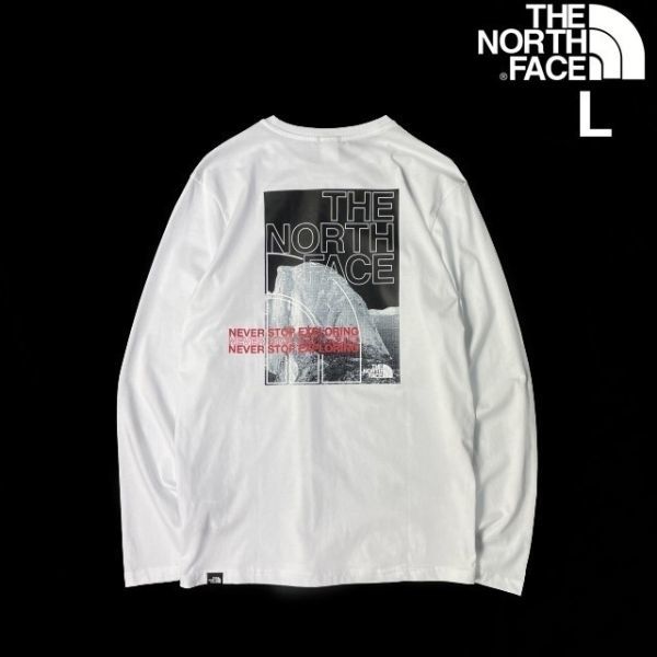 1円～!売切!【正規新品】THE NORTH FACE◆DOME BACK GRAPHIC L/S 長袖 Tシャツ ロンT US限定 グラフィック コットン100％(L)白 180902-20-c
