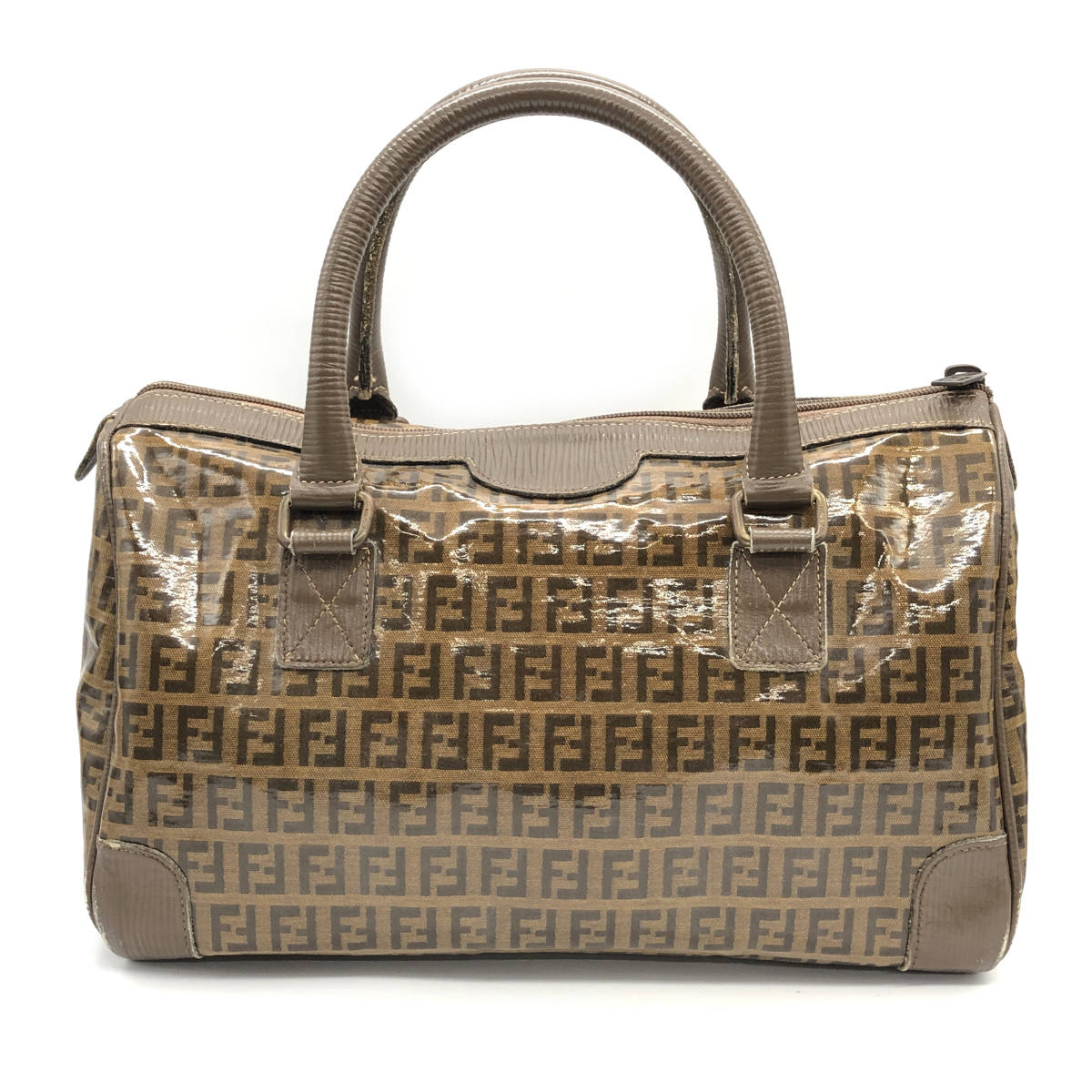 FENDI 【良品】 フェンディ FENDI sas ハンドバッグ ズッカ キャンバス 