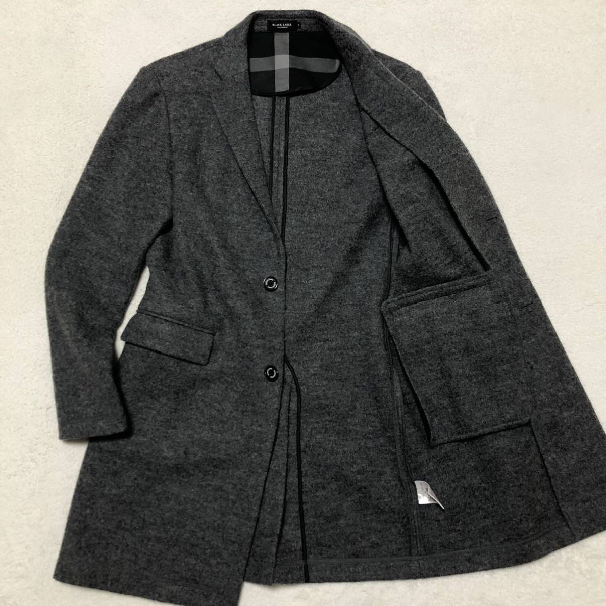 極美品 ブラックレーベルクレストブリッジ ウール チェスターコート M
