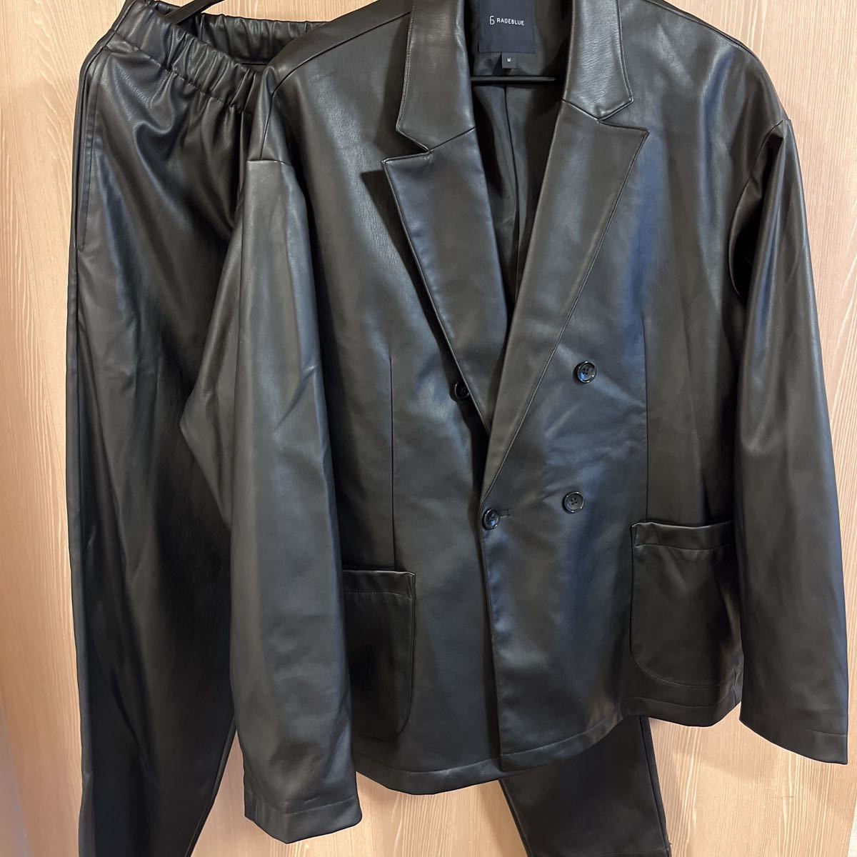 ◆極美品◆RAGE BLUE フェイクレザーダブルセットアップ　サイズ上下M