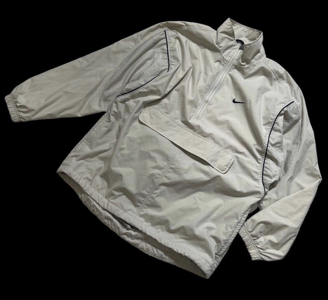 90s銀タグNIKEナイキアノラックパーカー ナイロンジャケットスウッシュ 90s 銀タグ ヴィンテージ □ NIKE ナイキ □ ロゴ スウッシュ刺繍