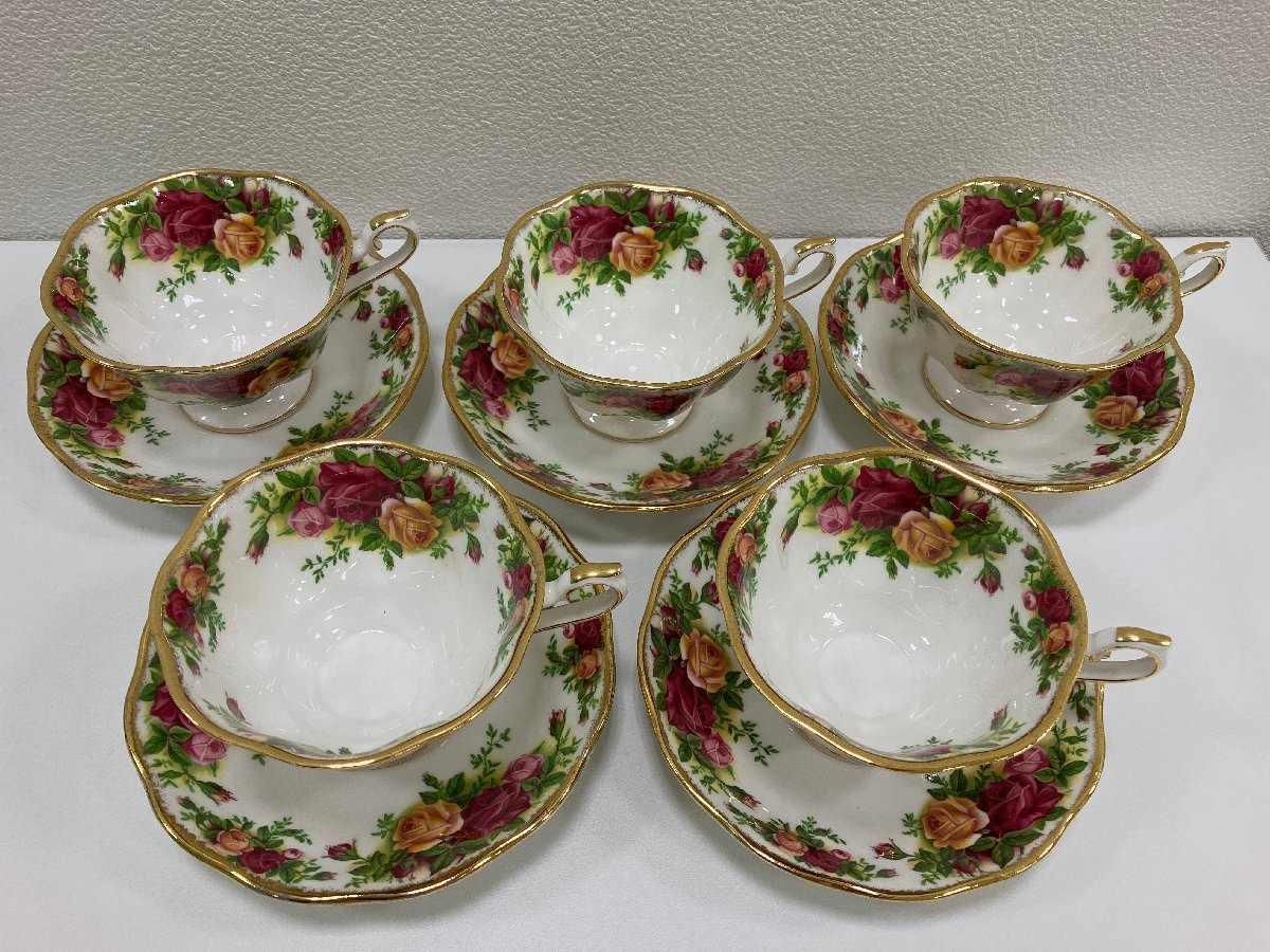 【J16694】ROYAL ALBERT ロイヤルアルバート カップ＆ソーサー 5客セット スレキズ、シミあり保管品 中古品