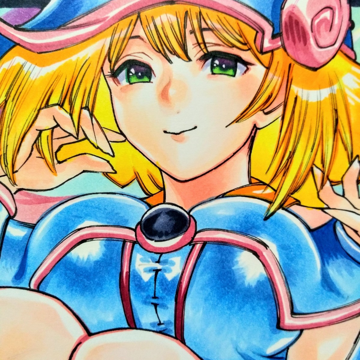 同人手描きイラスト 遊戯王 ブラックマジシャンガール 原画 A4