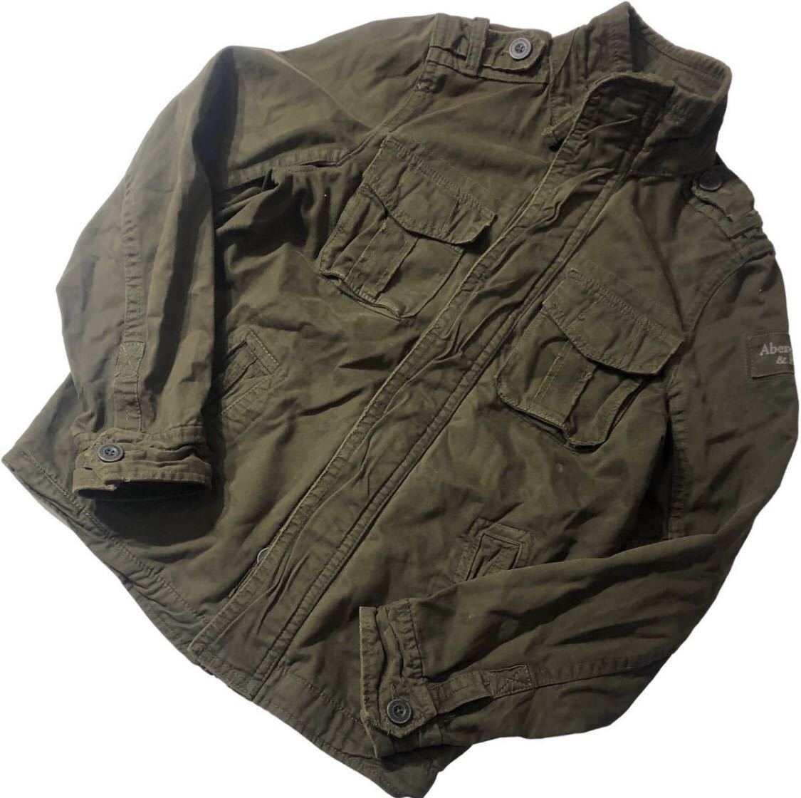 ■ A&F Abecrombie&Fitch アバクロンビー＆フィッチ ■ ロゴ 刺繍 ラベル ミリタリー センチネル ジャケット カーキ M