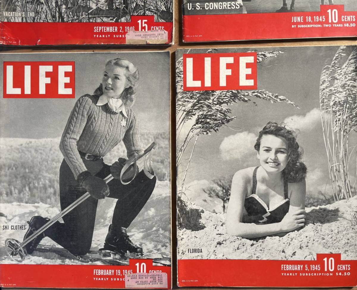当時物　LIFE Magazine ヴィンテージ雑誌 まとめ売り　5冊 Life 雑誌 ポスター 1945 46年まとめて6冊 LIFE誌・ライフ誌 ライフ