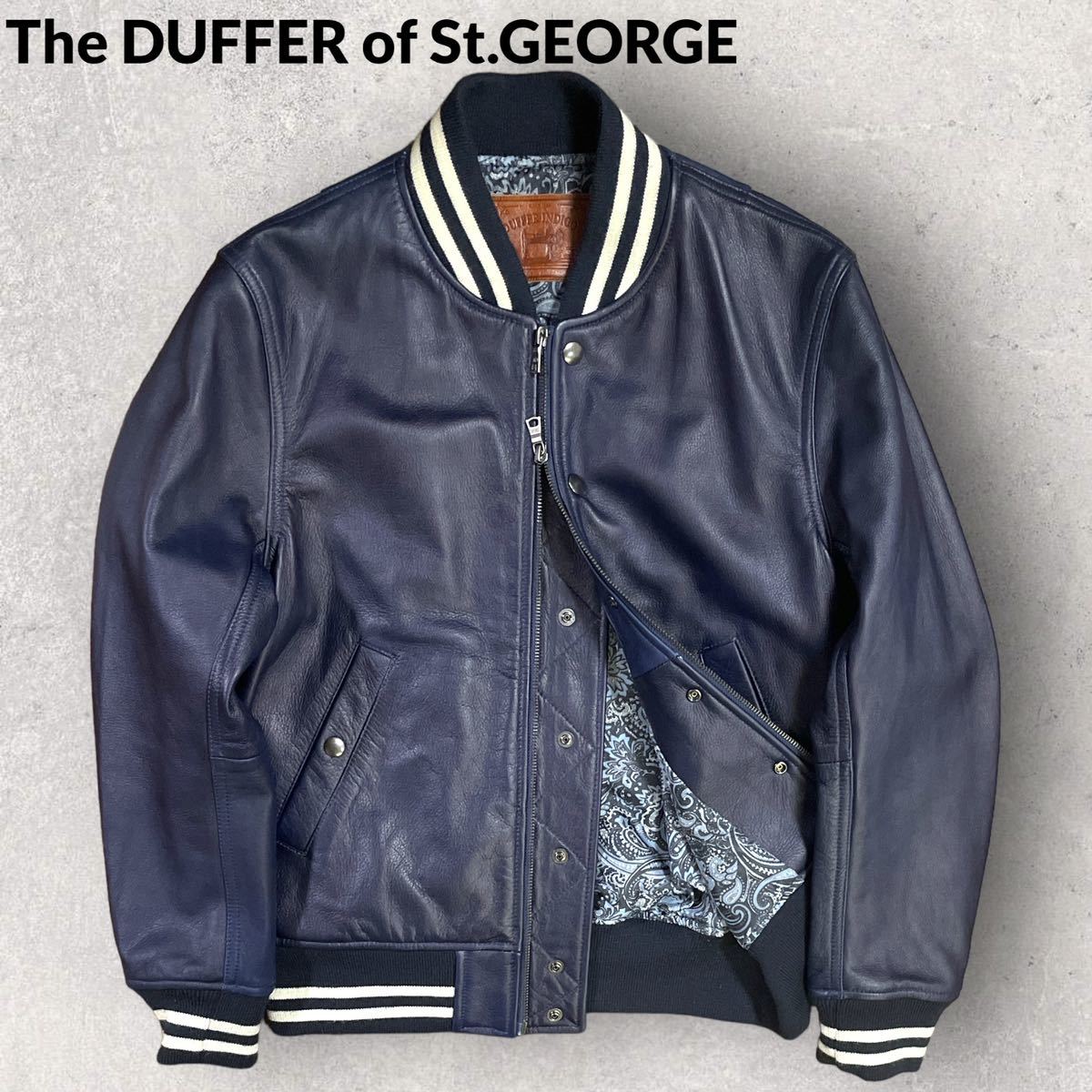 定価¥55.440 美品 The DUFFER of GEORGE インディゴ染め レザージャケット Mサイズ