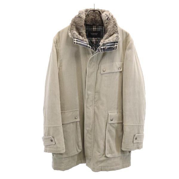 バーバリーブラックレーベル 三陽商会 長袖 中綿 コーデュロイコート L グレー BURBERRY BLACK LABEL 襟ラビットファー メンズ 231023