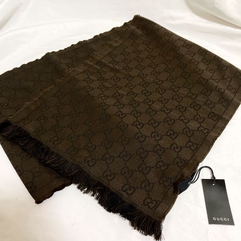 □未使用 タグ付き□ GUCCI グッチ GG柄 ラナウール100％ マフラー