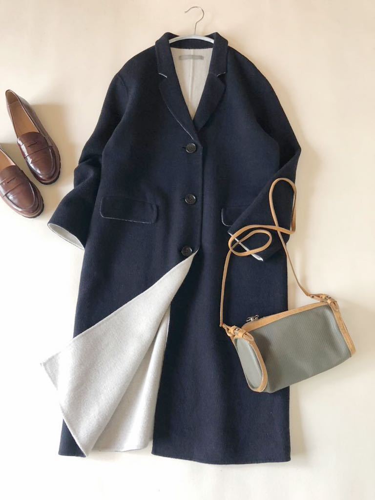 はるです！セオリーリュクス　オーバーサイズ　ダブルブレストチェスターコート セオリーリュクス theory luxe 大人可愛いゆったりダブルフェイス上質