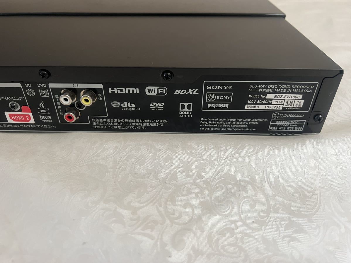 SONY BDZ-FW1000　4TB/W録/SeeQVault/Wi-Fi内蔵 SONY BDZ-FW1000 4TB/W録/SeeQVault/Wi-Fi内蔵 SONY BDZ-FW1000 4TB/W