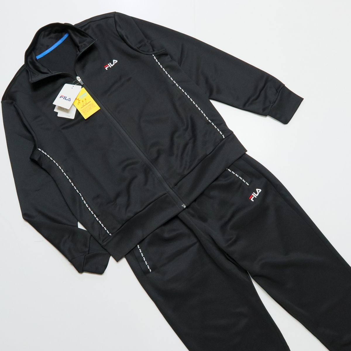 ★フィラ FILA 新品 メンズ UVカット ジャージ ジャケット パンツ 上下セット SET スーツ 黒 Mサイズ [SET443320-BK-M] 一 五 壱★QWER