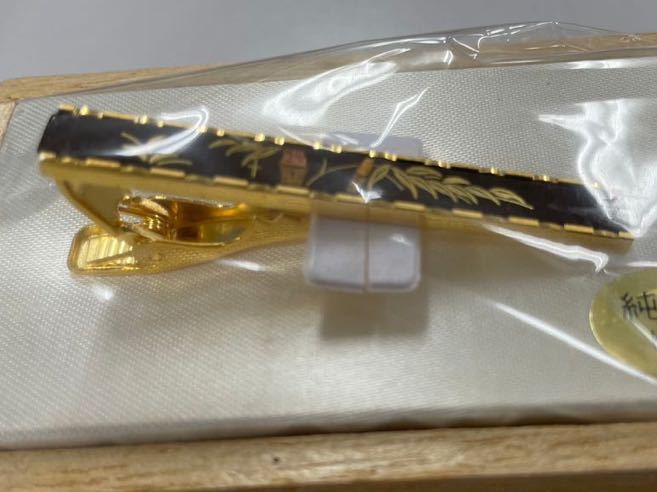 象嵌　純24金　ネクタイピン　竹模様　新品