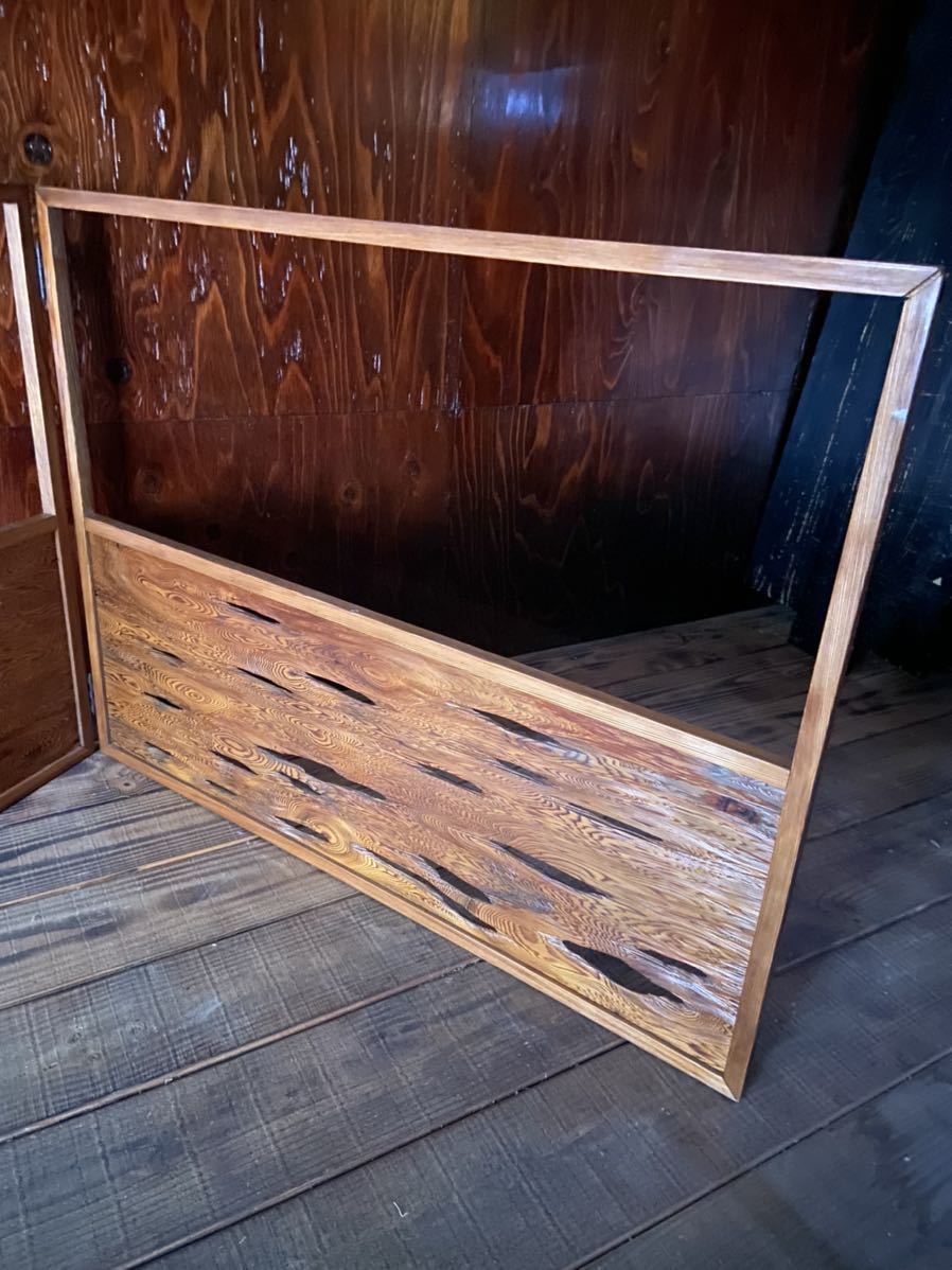 a477)茶道具 屋久杉風炉先屏風 茶道具 杉縁 京 奥村 a477)茶道具 屋久杉