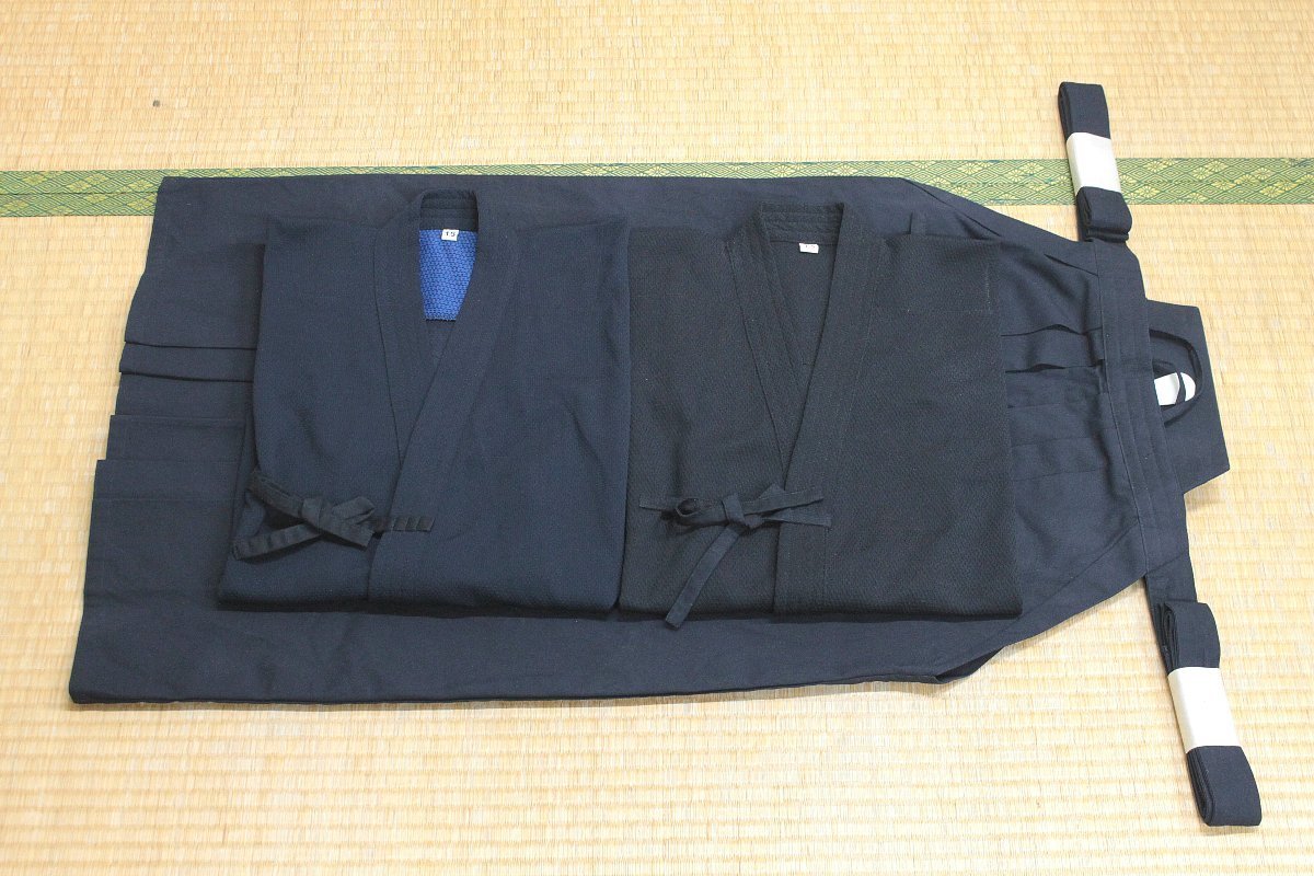 s6665◇剣道着2枚＋化繊袴◆155cm近い痩せ型女子中学生など◆1.5号・1.5号・86cm23号◆まだまだ状態良好◆剣道