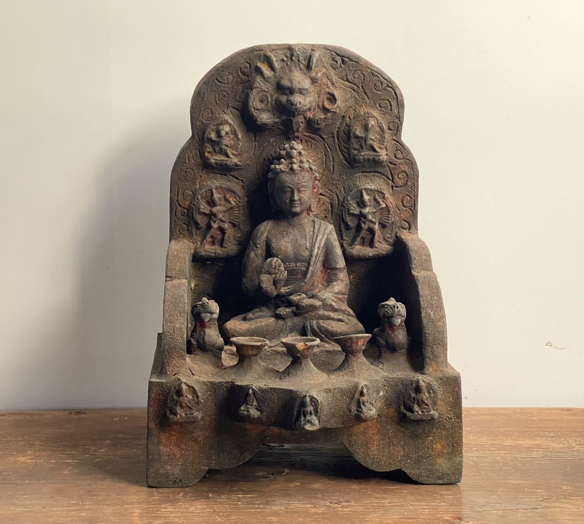香) 仏教美術 木彫 仏像 古木 地蔵菩薩 本時代 骨董品 高さ19㎝