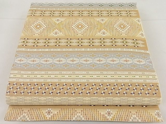 平和屋1■極上　スリーシーズン　春夏秋　両面　六通柄袋帯　島花織　幻想雪輪文　逸品　未使用3s20799