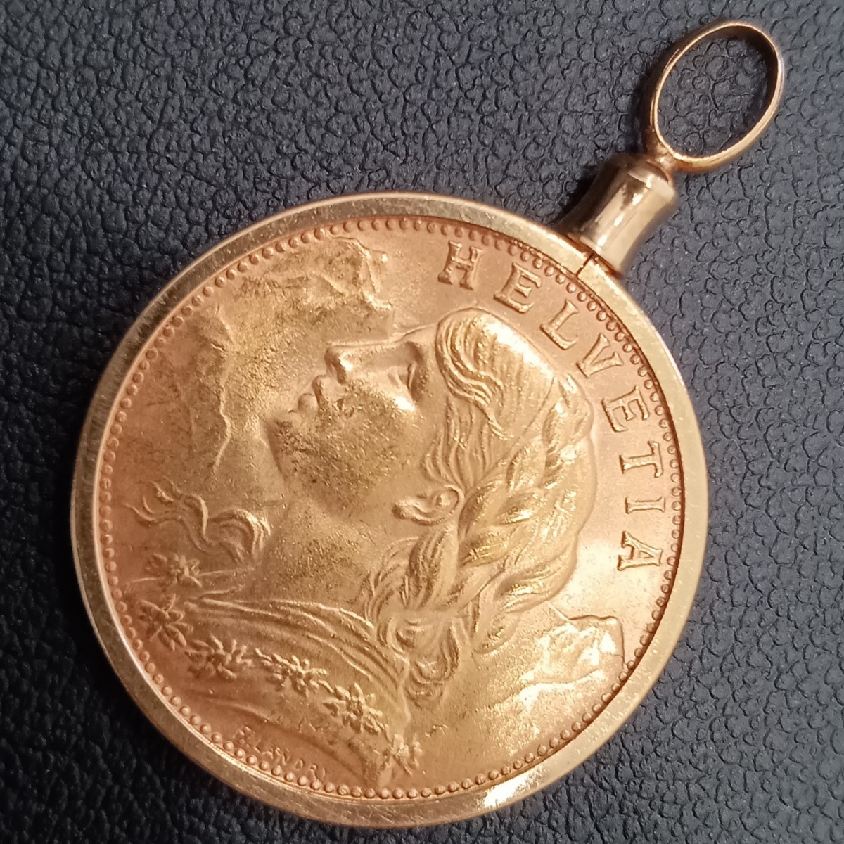 K21.6 20フラン金貨ペンダントトップ アルプスと少女 バチカンK18 6.56