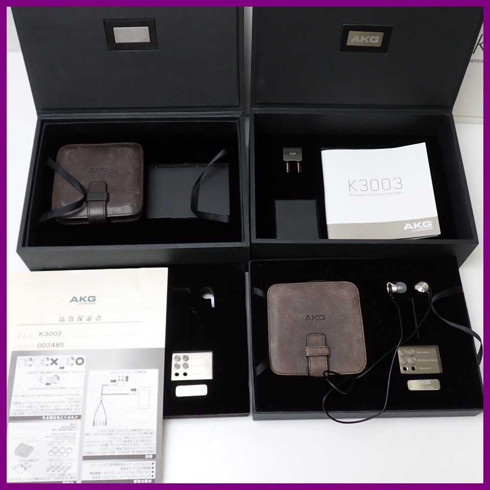 ☆1円 AKG 3WAY カナル型イヤホン + 付属品セット K3003/シルバー/ステンレス/ジャンク品&1910600027