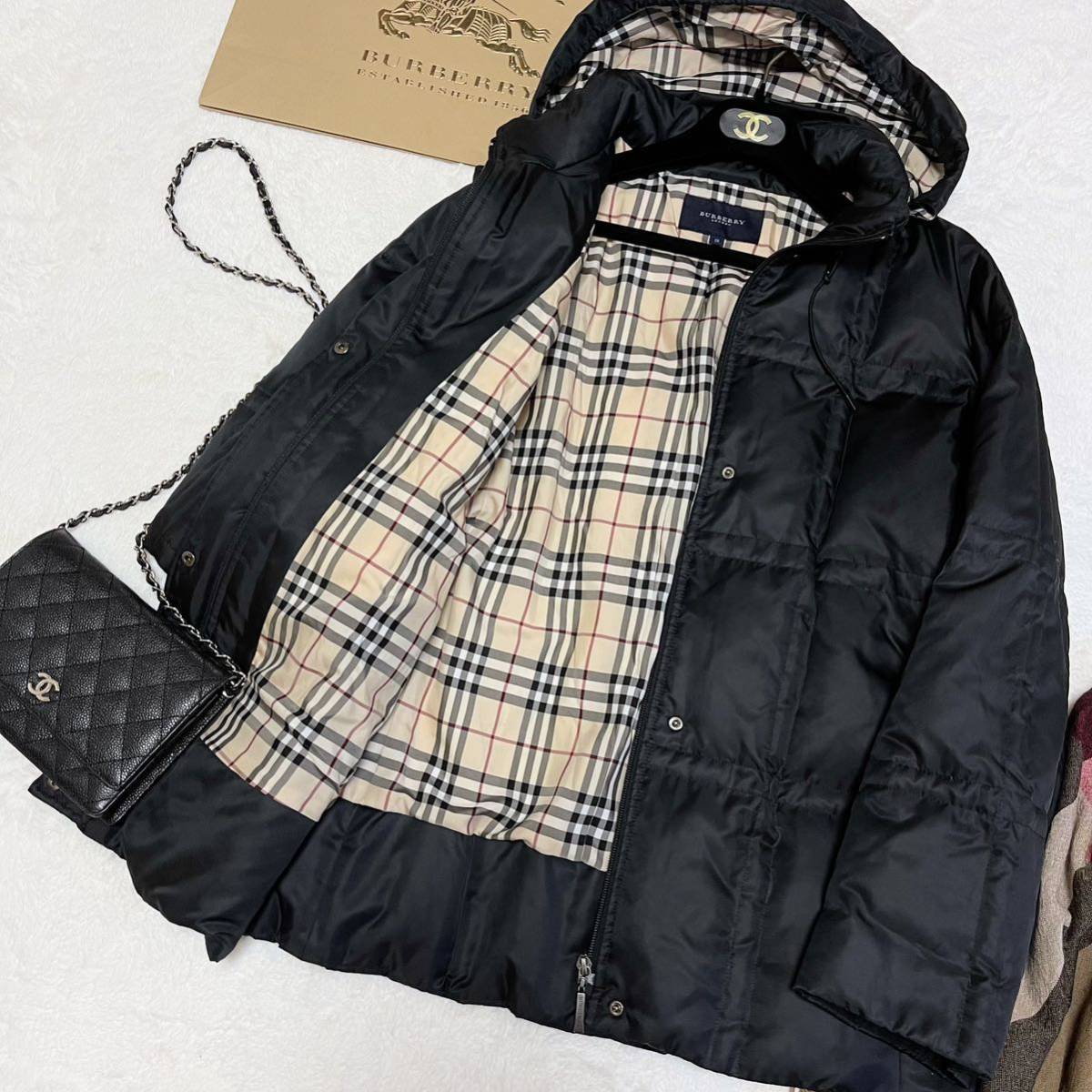 美品　大きいサイズ　バーバリー　ダウンジャケット　ノバチェック　黒 大きいサイズ 超美品 バーバリー BURBERRY バーバリーロンドン ダウン
