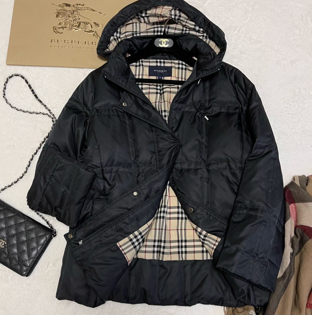 美品　大きいサイズ　バーバリー　ダウンジャケット　ノバチェック　黒 大きいサイズ 超美品 バーバリー BURBERRY バーバリーロンドン ダウン