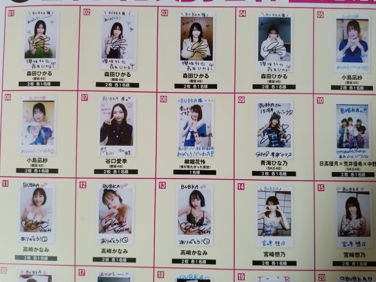 森田ひかる・他 チェキ応募用紙 BUBKA12月号(アイドル、芸能人)｜売買