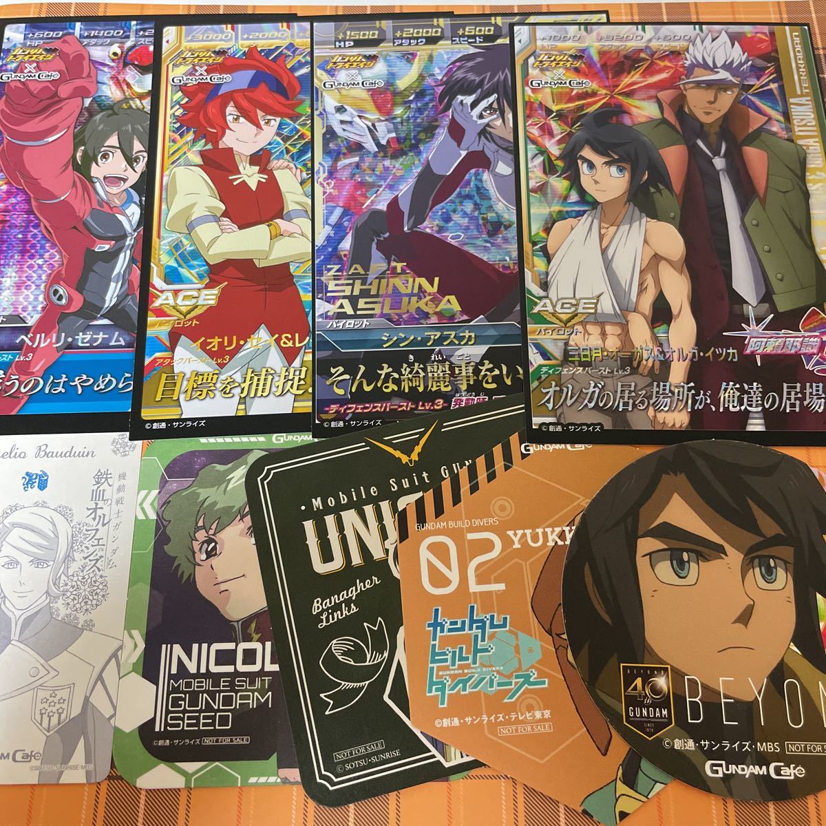 機動戦士ガンダム ガンダムカフェ コースター、ブロマイド9枚セット ガンダムSEED オルフェンズ ユニコーン Gレコ ビルドダイバーズ等_1