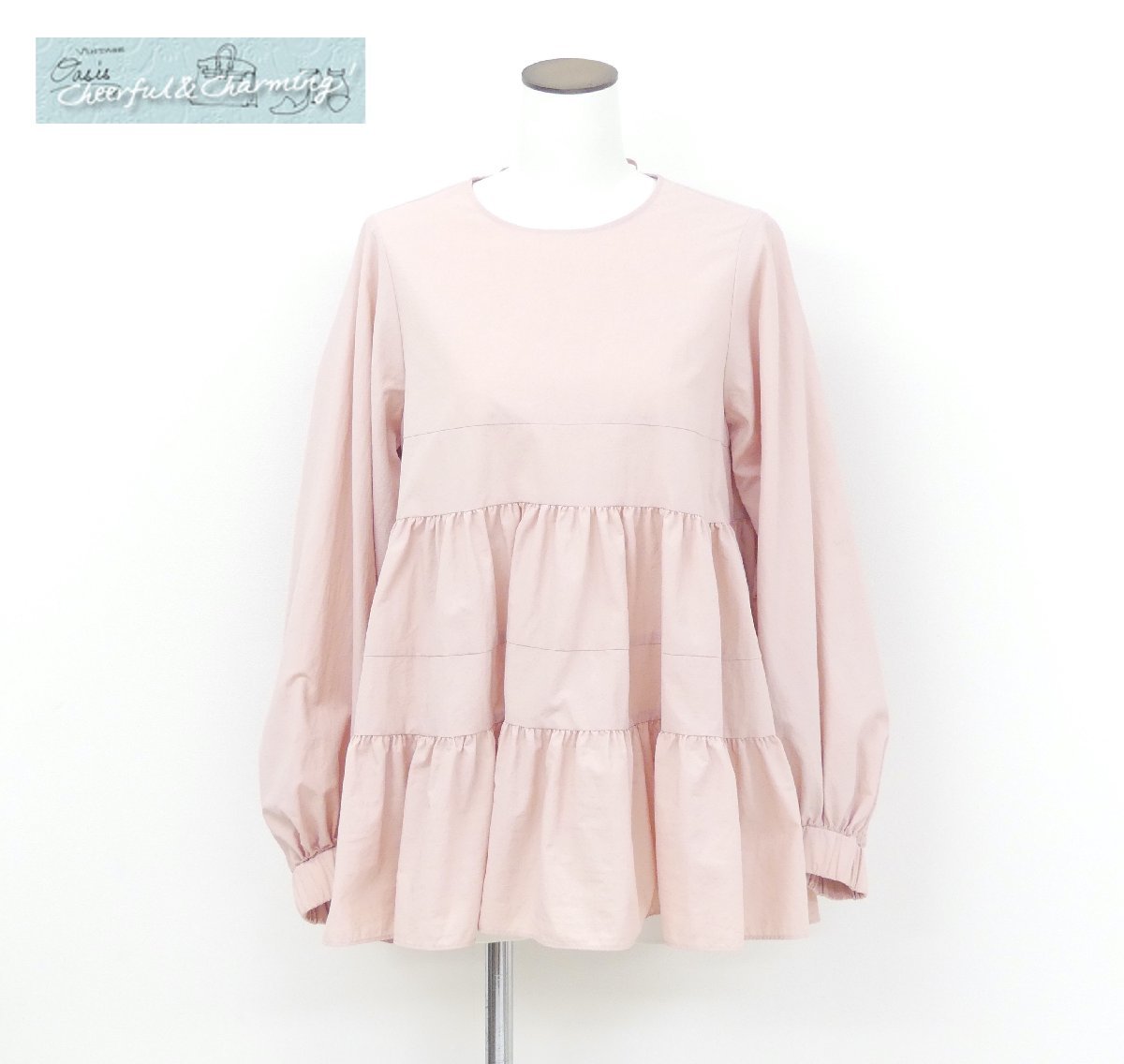 新作 yori ヨリ ティアードロングブラウス F ピンク ナイロン '23年商品 YR21-23146AW