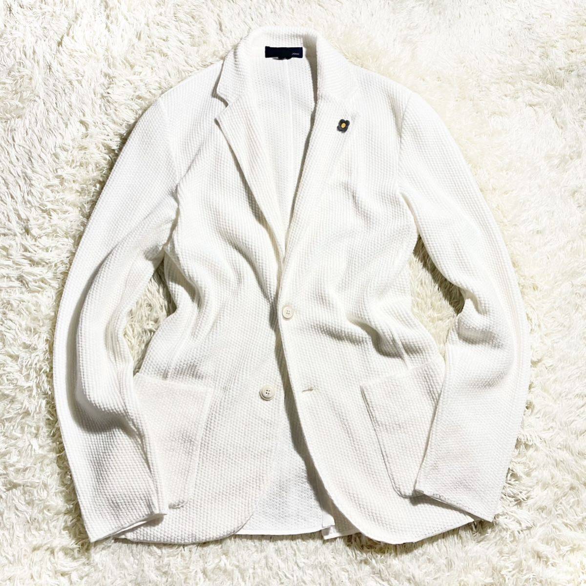 美品! LARDINI ニット アンコン ジャケット S~M ホワイト 白 2ボタン