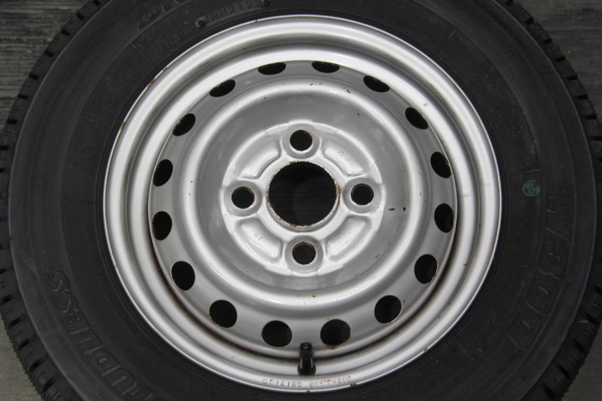 D/条件付送料無料 23年 ブリヂストン 冬 新品タイヤ 145/80R12 80/78N LT 12×3.50B 4H PCD100 ホンダ純正ホイール 4本セット 145R12 6PR