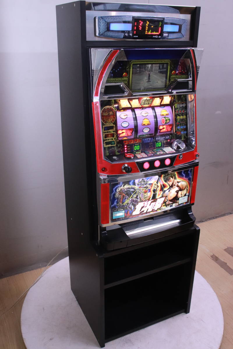 パチスロ実機 北斗の拳 初代 サミー 専用台設置 データカウンター付き ドア/設定キー