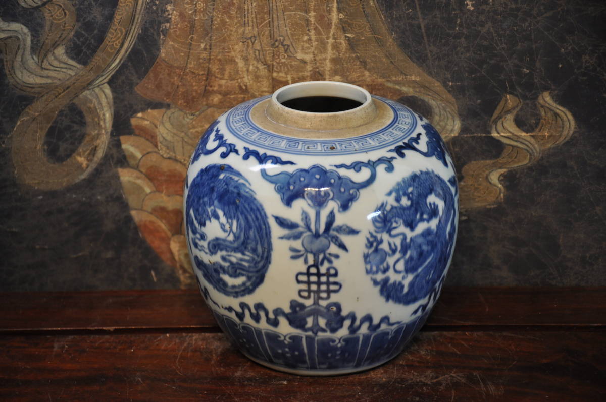 清 青花染付団龍鳳凰文壷瓶 中国美術 【公式通販】