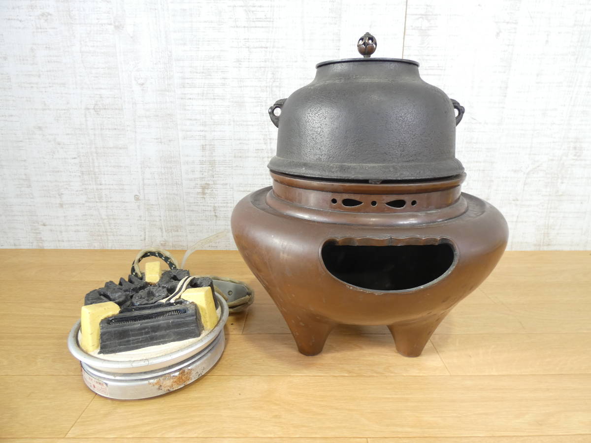 茶道具 面取風炉 野々田電熱器 丸釜 釜環付 720 【公式通販】