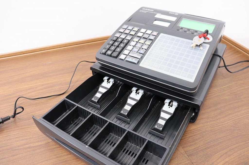 S2411◇CASIO/カシオ◇電子レジスター◇ブラック◇初期化済◇本体キー