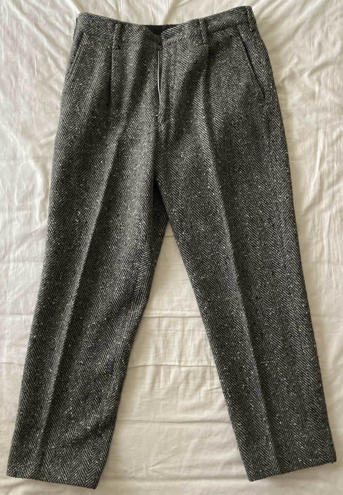 ヨウジヤマモトオム 厚手ウールのヘリンボーンパンツ サイズ4 YOHJI