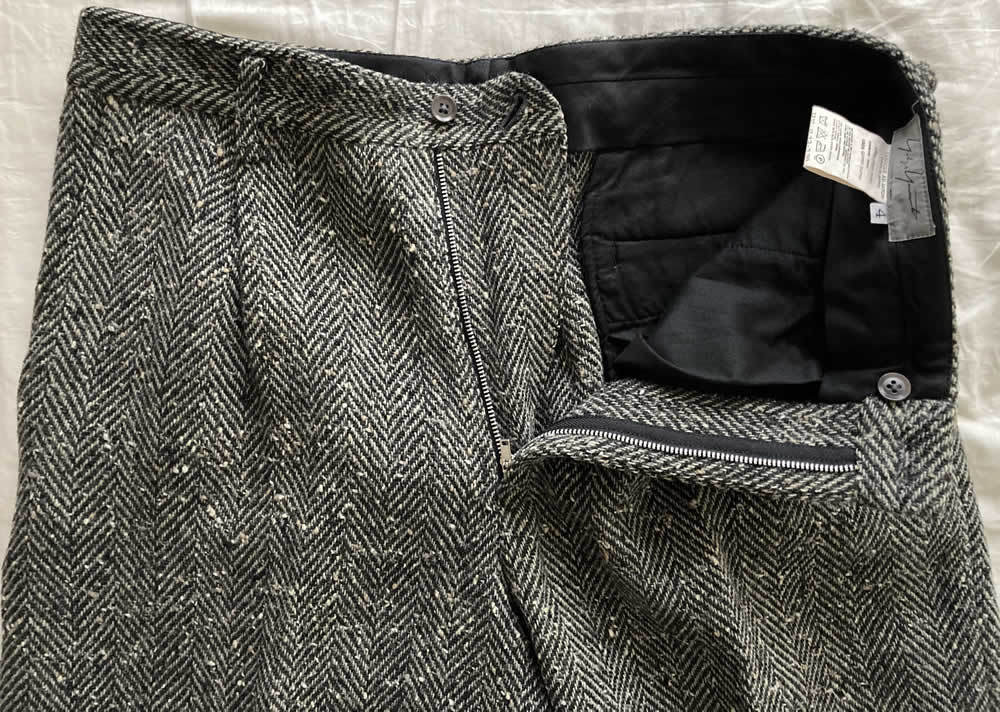 ヨウジヤマモトオム 厚手ウールのヘリンボーンパンツ サイズ4 YOHJI