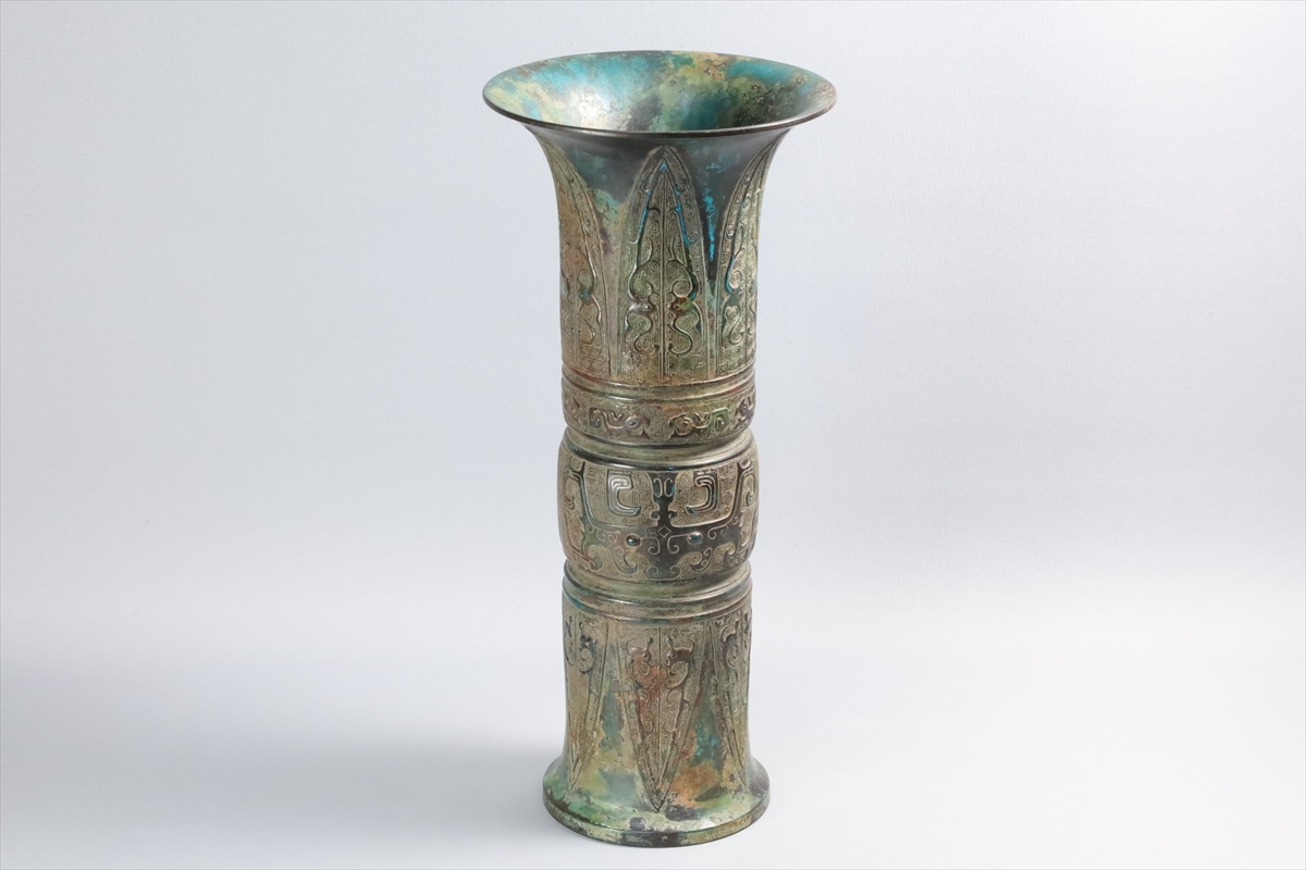 古銅 饕餮文 尊式 花瓶 中国 唐物