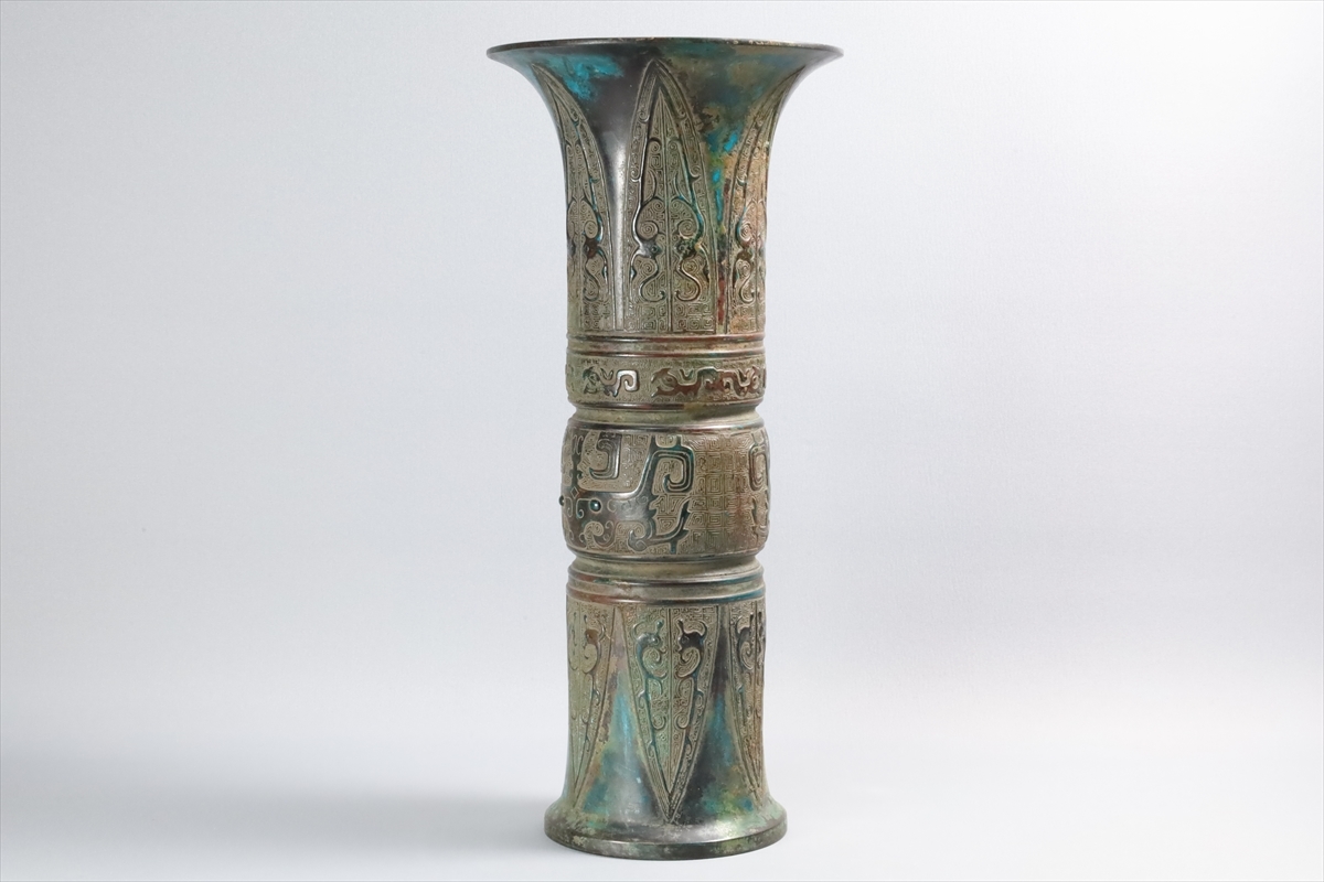 古銅 饕餮文 尊式 花瓶 中国 唐物