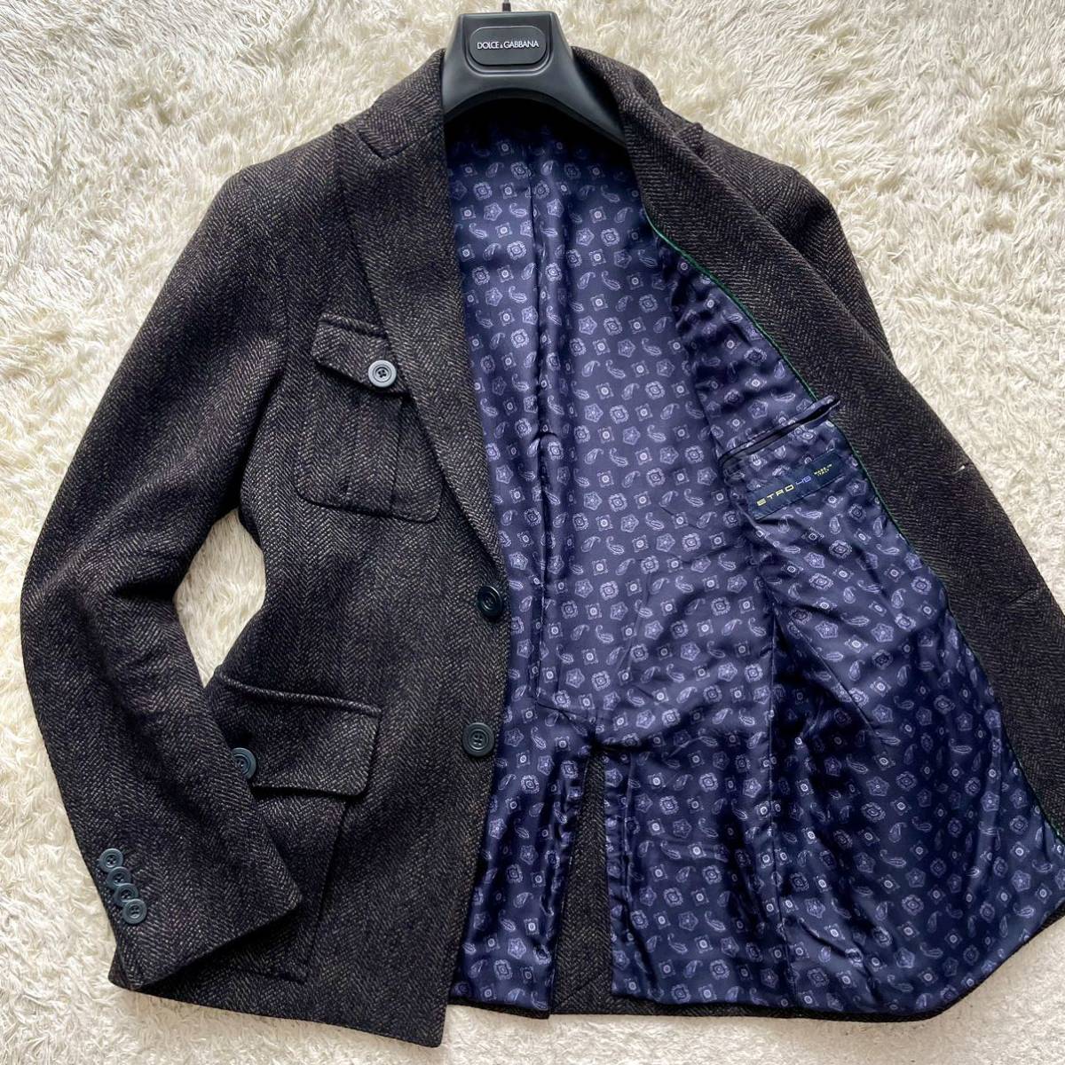 エトロ【極上のツイード】ETRO テーラードジャケット ヘリンボーン