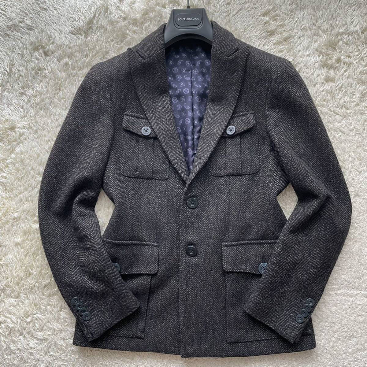 エトロ【極上のツイード】ETRO テーラードジャケット ヘリンボーン