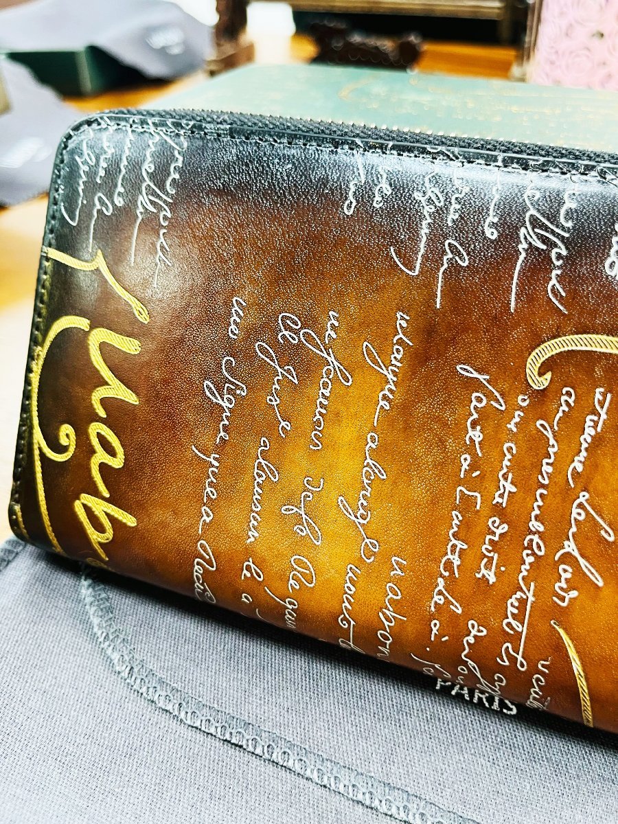 特注限定品 UABONI*ユアボニ*幻のパティーヌ*カリグラフィー長財布*EU 希少 定価23万 特注限定品◇UABONI*ユアボニ*幻のパティーヌ*ラウンド