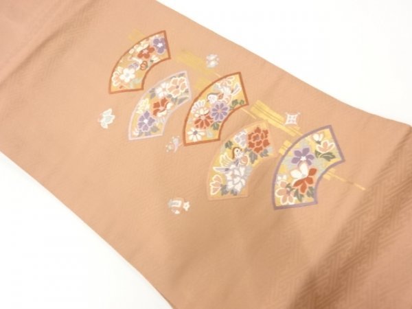 ys6827691; 宗sou 地紙に花鳥模様織出し名古屋帯【リサイクル】【着】