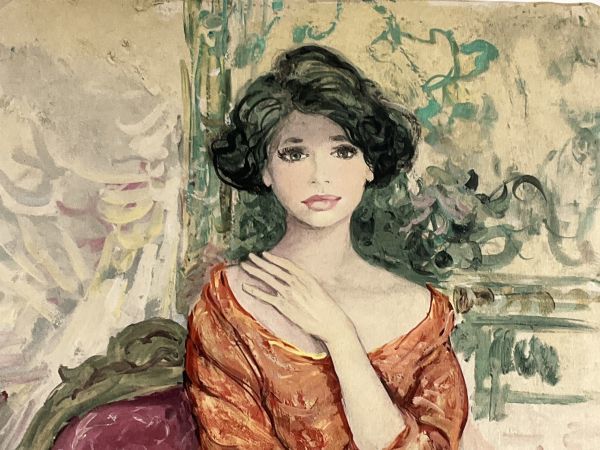 真作□リトグラフ□ベルナール・シャロアBERNARD CHAROY□ローズ色の服