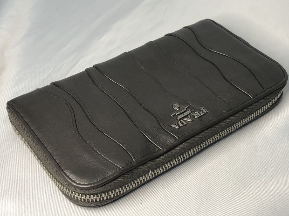 超美品 PRADA プラダ 長財布 ラウンドファスナー ブロンズ 長財布