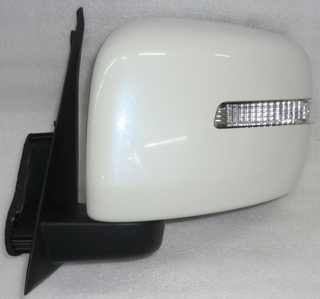 新品カバー＆金属ギアでＯ/Ｈ◆スペーシア（ＭＫ３２Ｓ）純正ウィンカー付ドアミラー左/助手席側ＺＶＨ・クリスタルホワイトパール中古